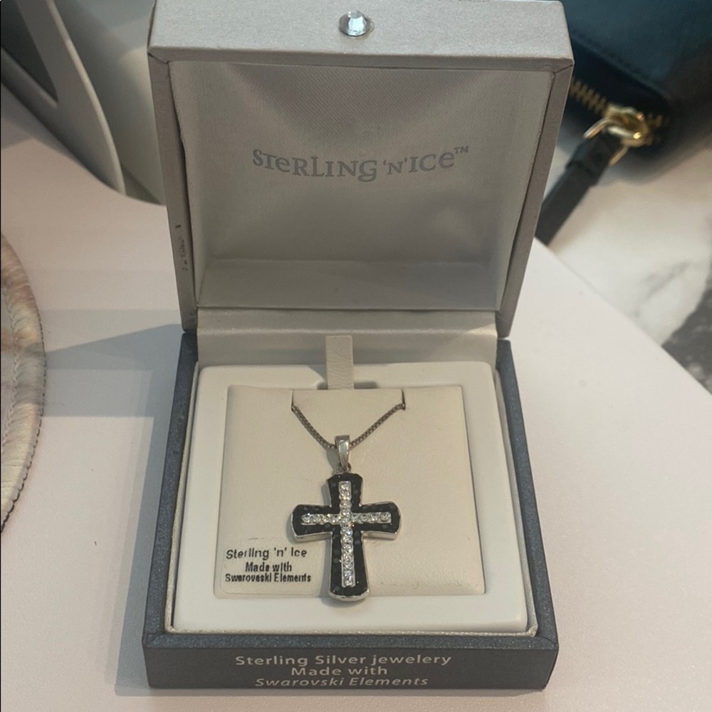 Sterling and Ice Cross Necklace. Swarovski